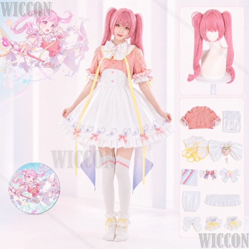 Cosplay Wig Colored - オトリエミュゲームプロジェクトセカイ：カラフルステージ！ コスプレ ピンク ホワイト ロリータ スイートドレス
