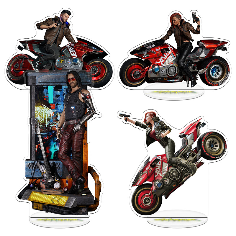 Anime Merchandise In Japan - サイバーパンク 2077 V ゲームグッズスタンドモデルプレートフィギュアディスプレイデスク装飾品友人ガールギフトアクセサリーキーホルダー