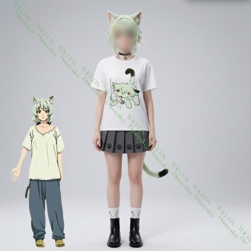 Anime Merchandise Shirt - チェーンスモーカーキャットヤニコ佐藤かわいいプリント半袖イタ Tシャツコットンコスプレカジュアルトップ商品フェスティバルファンシーコミコン