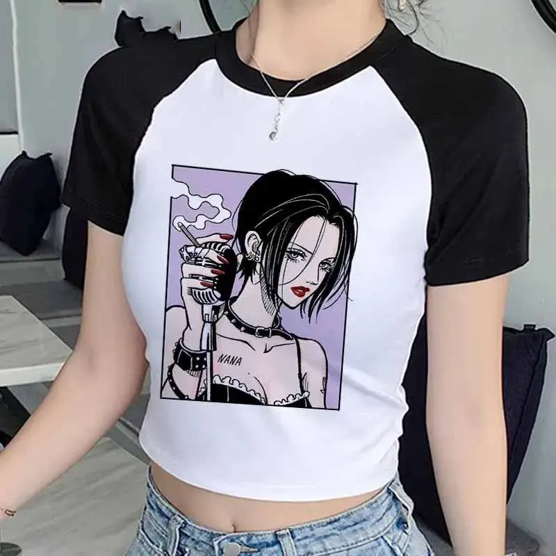 Nana Anime Merchandise - ナナ日本半袖アニメ夏クロップトップ Tシャツカジュアル原宿 Tシャツトップ女性ハートグラフィック Tシャツアニメ Tシャツ