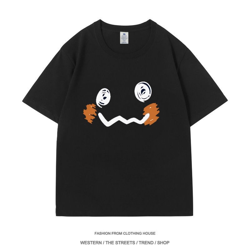 Anime Merchandise Shirt - ミキQコラボTシャツ、ミニヒル漫画・アニメグッズ、半袖MClothes、絵文字、100％純綿