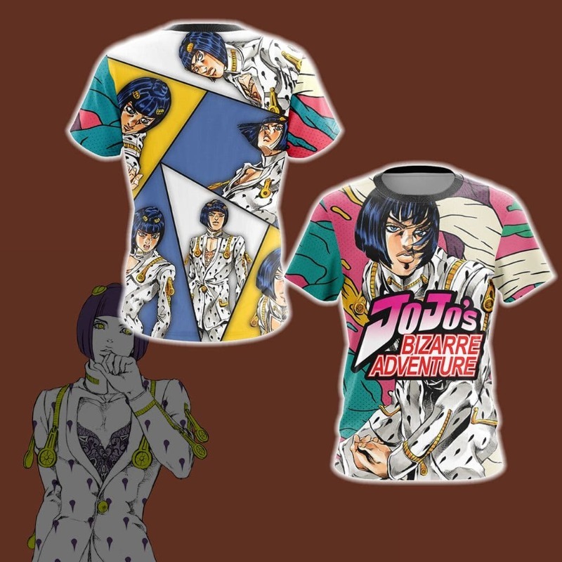 Anime Merchandise Shirt - 2026年新作 ジョジョの黄金の風 ブルーノ・ブチャラティ テーマジャージー、通気性のあるスポーツカジュアルTシャツ、ユニセックスアニメグッズ半袖