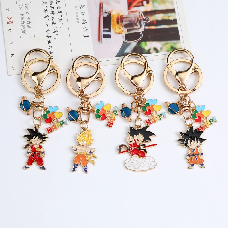 Anime Merchandise Keychains - 新作アニメドラゴンボールシリーズ 創意的なメタルキーホルダー 悟空合金製オイルドロップバックパックキーホルダー アニメグッズ