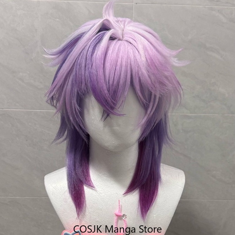 Cosplay Wig Colored - ゲーム原神コスプレウィッグデュリンゲームキャラクターコスウィッグナチュラルフェイクスカルプ混合色ハイライトショート人工毛