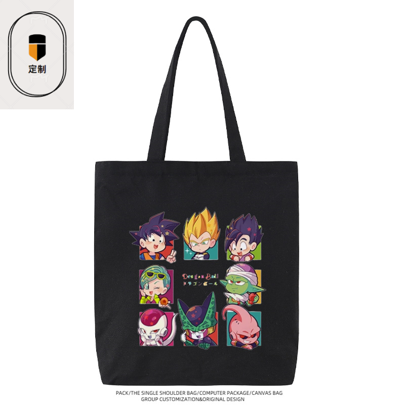 Anime Merchandise In Japan - ドラゴンボール ベジータ 孫悟空 ちび漫画 かわいいキャンバスバッグ アニメ収納バッグ