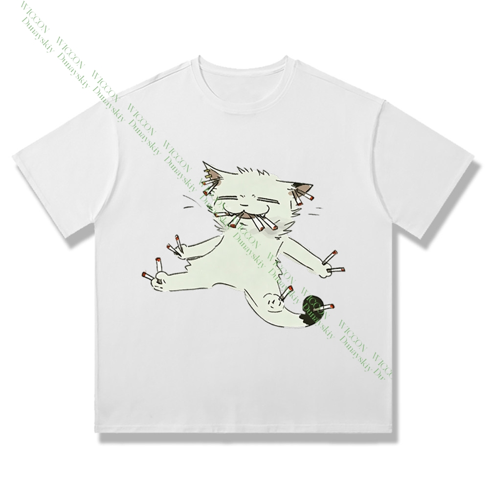 チェーンスモーカーキャットヤニコ佐藤かわいいプリント半袖イタ - Anime Merchandise Shirt のレビューと価格