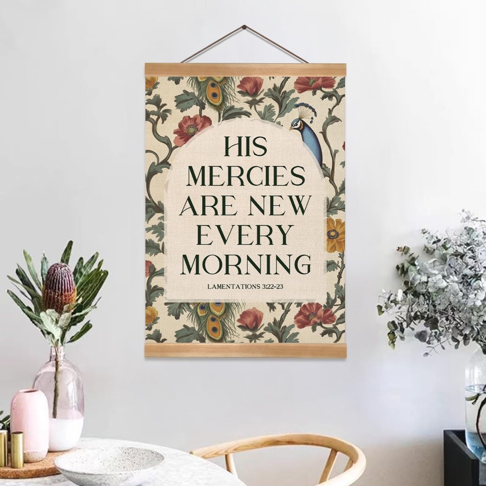 キリスト教ポスターアート、キリスト教聖書の一節「彼の慈悲は永 - Art Print Framed のレビューと価格