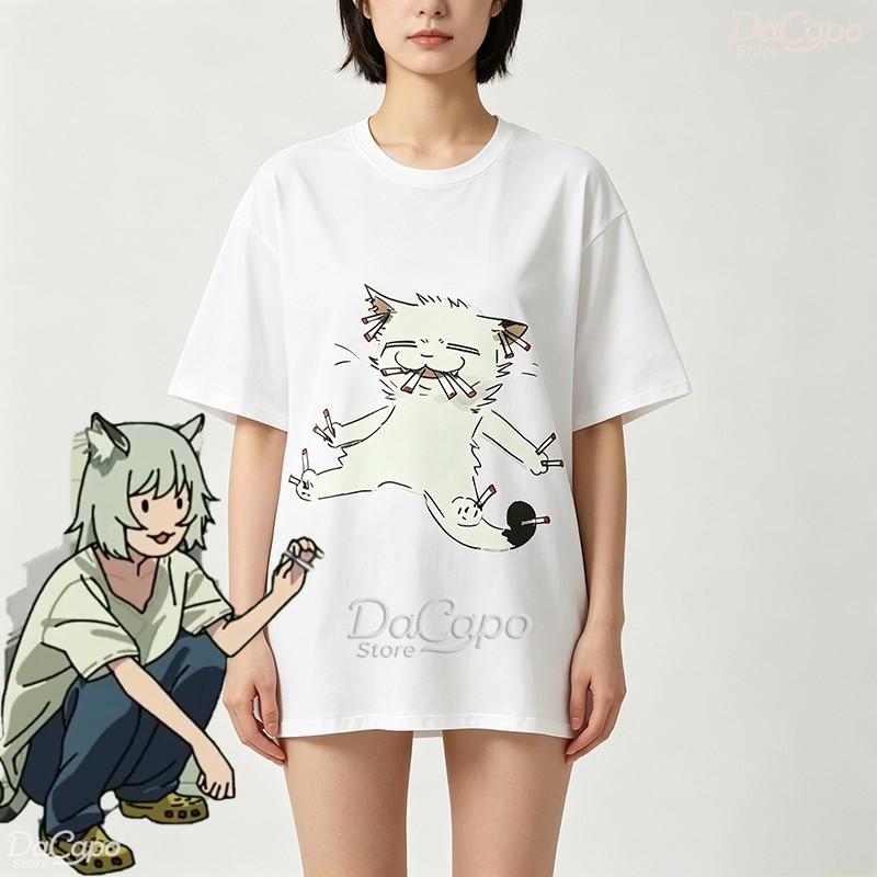 チェーンスモーカーキャットヤニコ佐藤かわいいアニメプリント半 - Anime Merchandise Shirt のレビューと価格